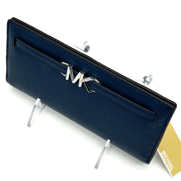 Michael Kors Reed Large Snap Bifold Wallet Navy Blue - Picture 6 of 8